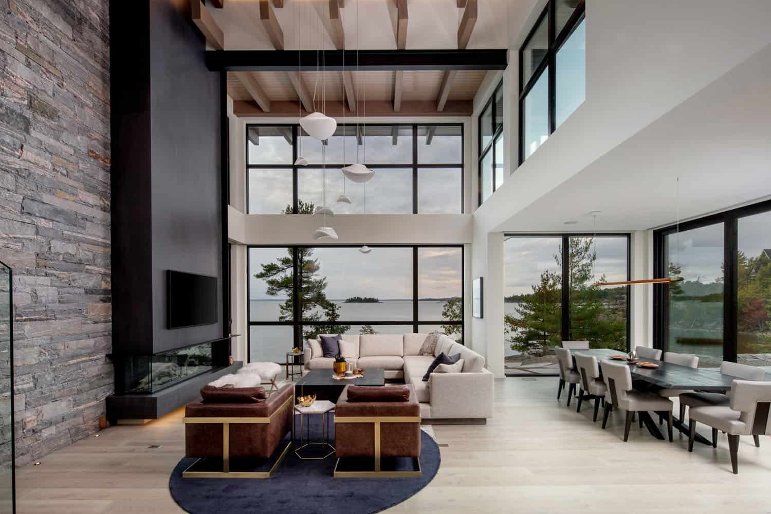modern living room with large windows