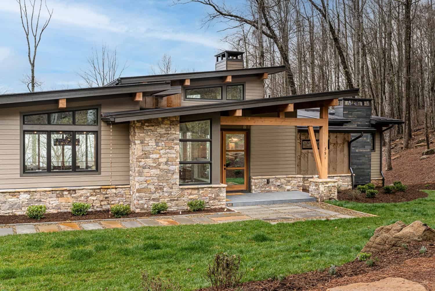 contemporary mountain home exterior
