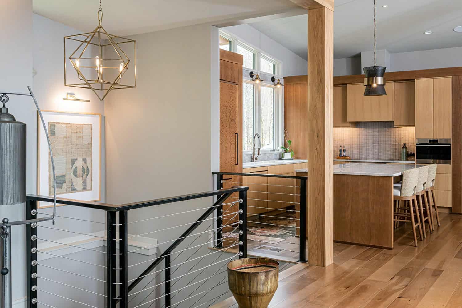 contemporary staircase to lower level