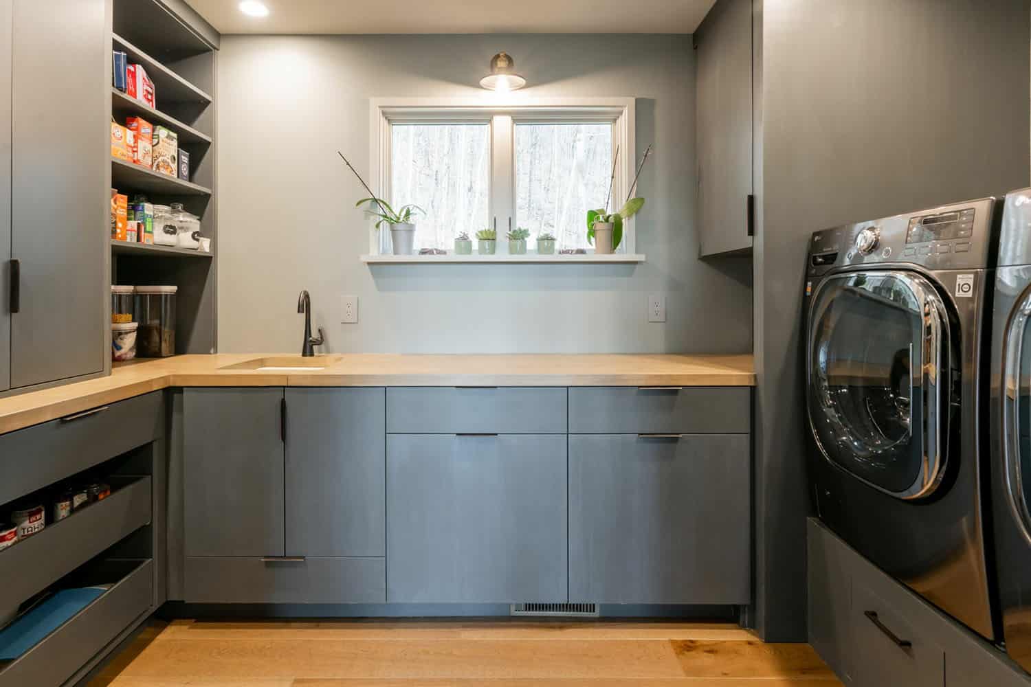 contemporary laundry room and pantry