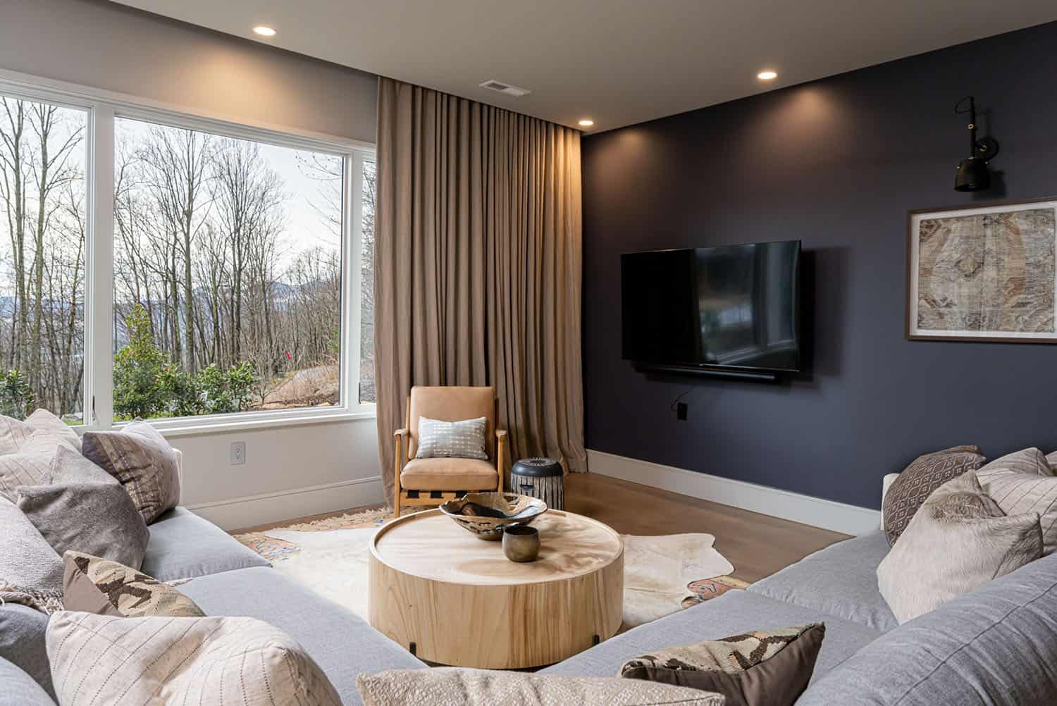 contemporary lower level family room