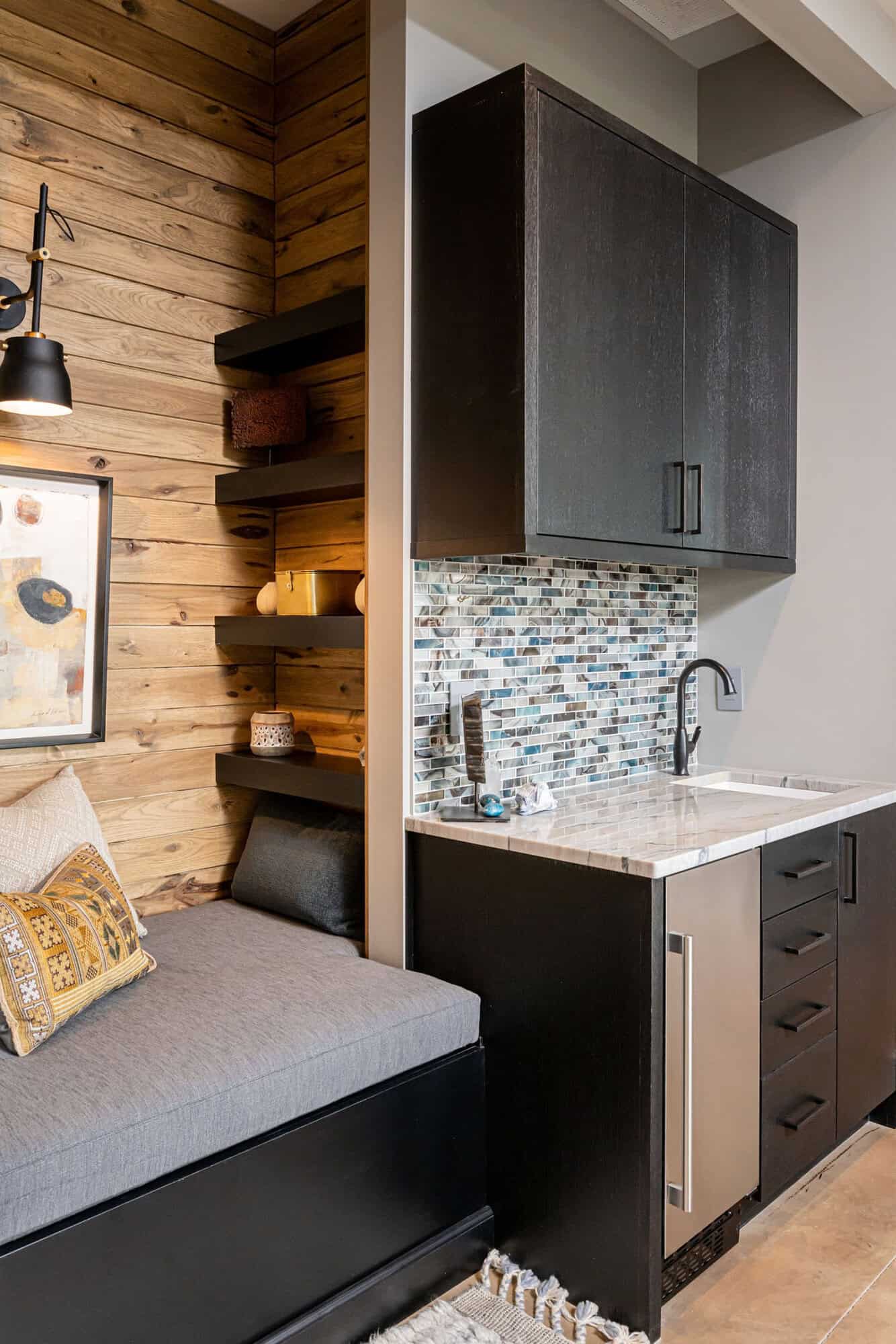 contemporary lower level home bar