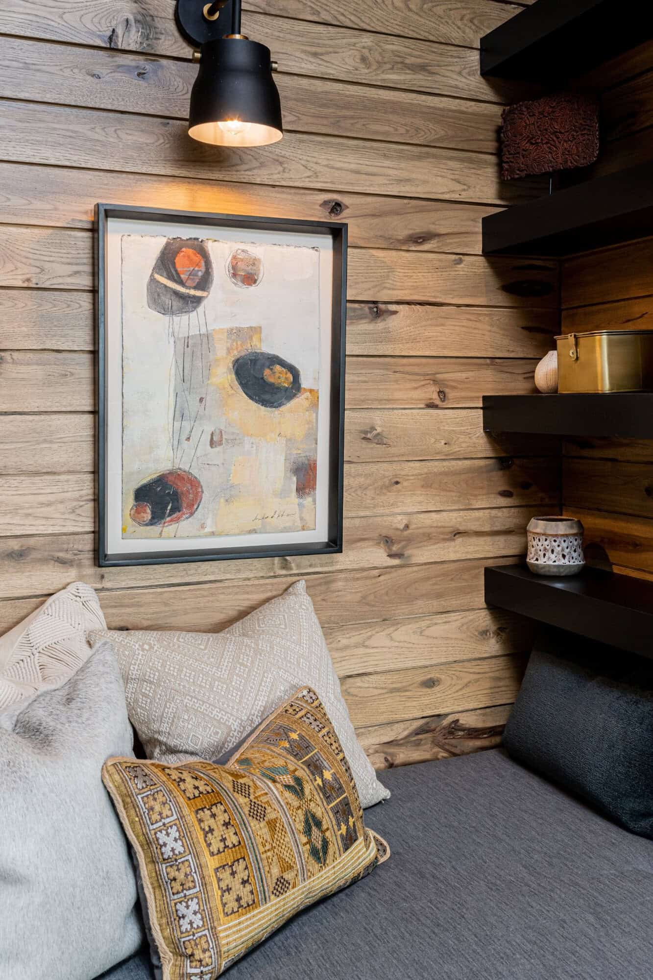 contemporary lower level reading nook