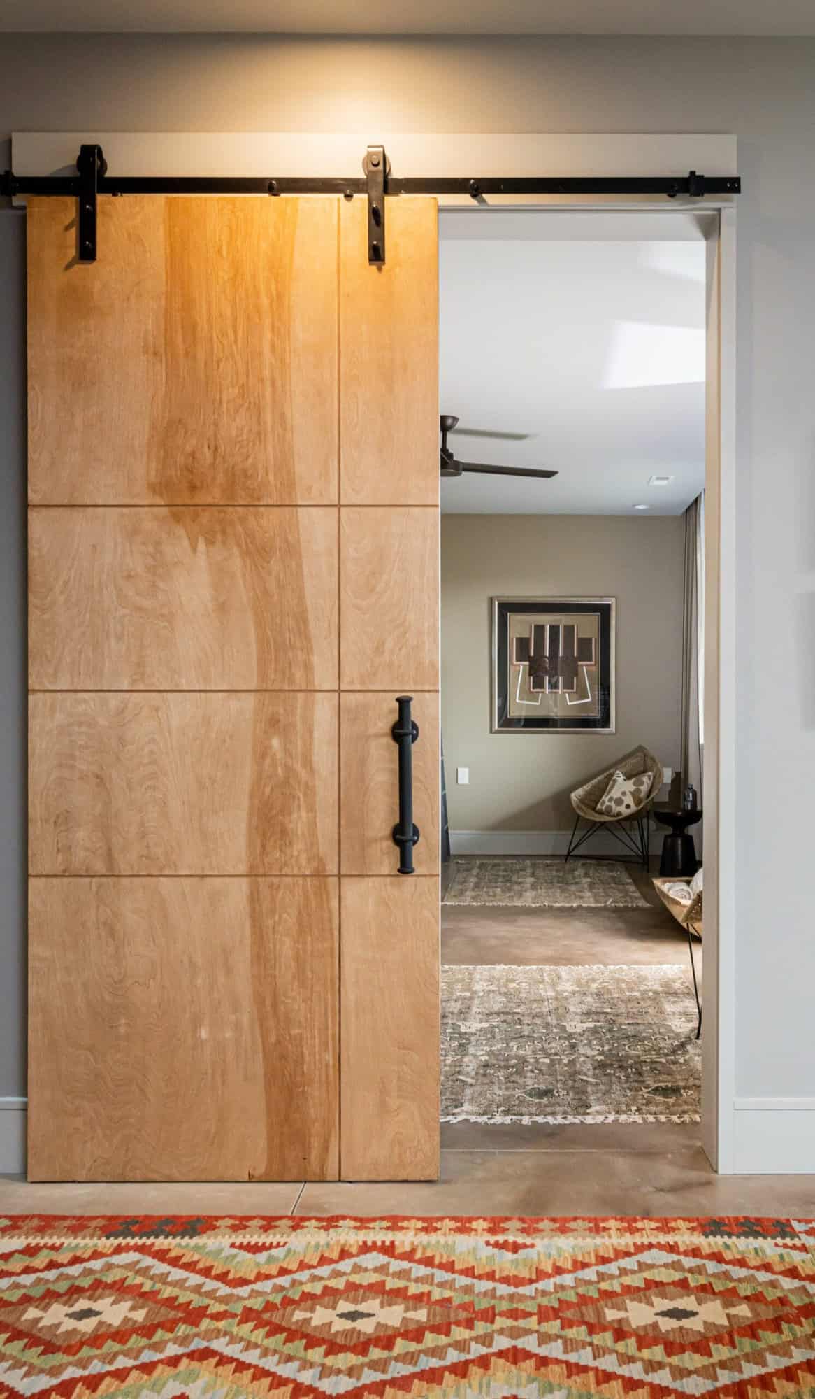 contemporary lower level sliding barn door