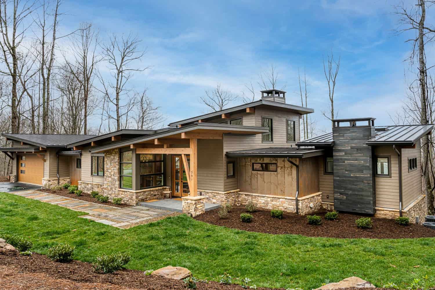 contemporary mountain home exterior
