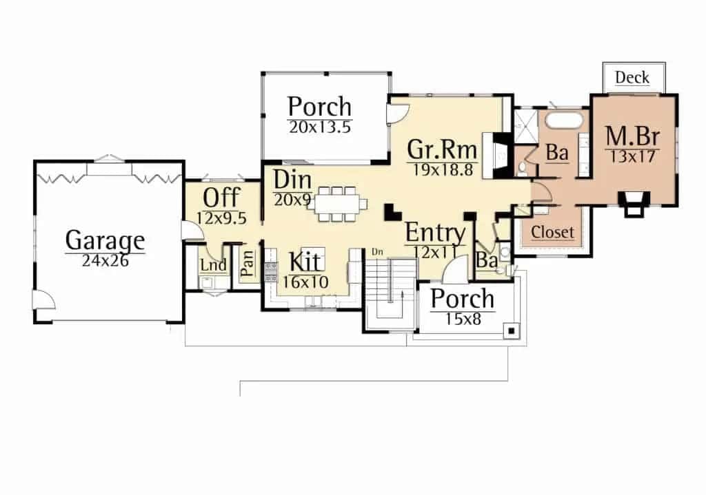 mountain home floor plan main level