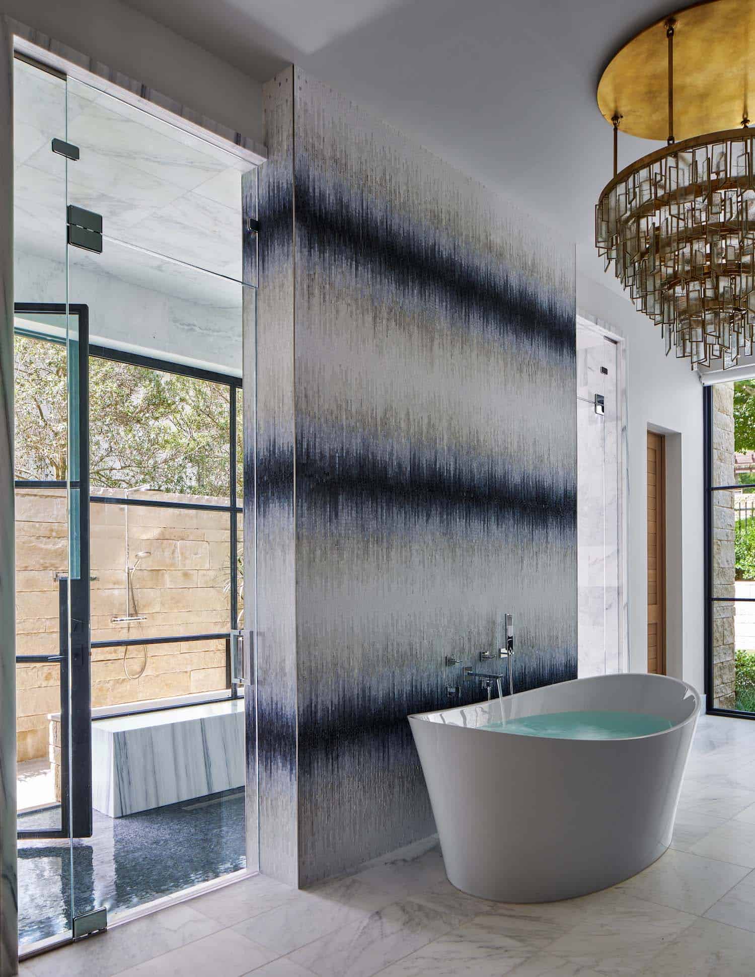 contemporary bathroom with a freestanding tub