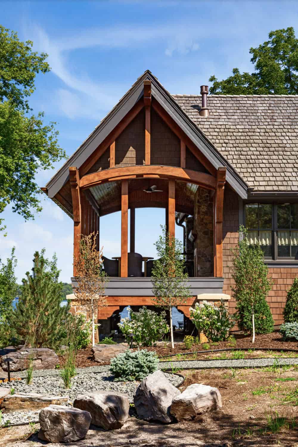 rustic lake house exterior