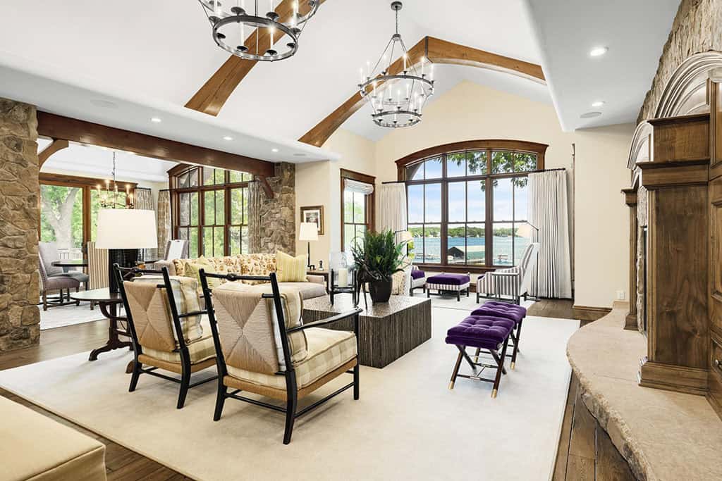 rustic dining and living room