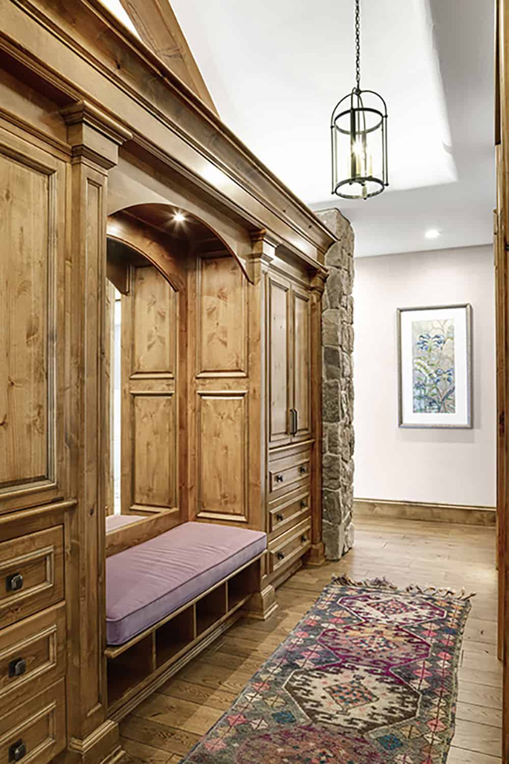 rustic hallway in the bedroom leading towards the bathroom
