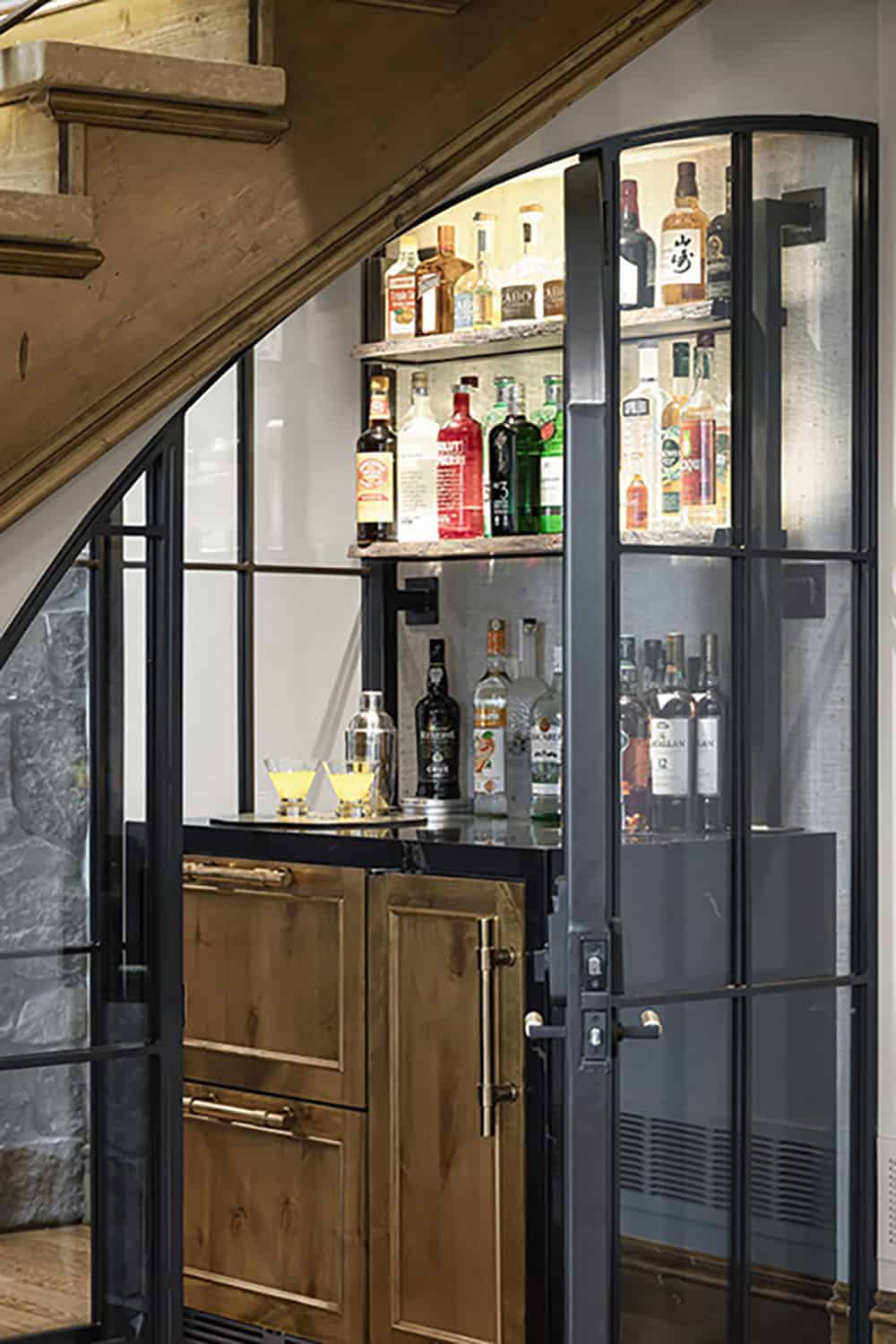 rustic wine cellar under the staircase 