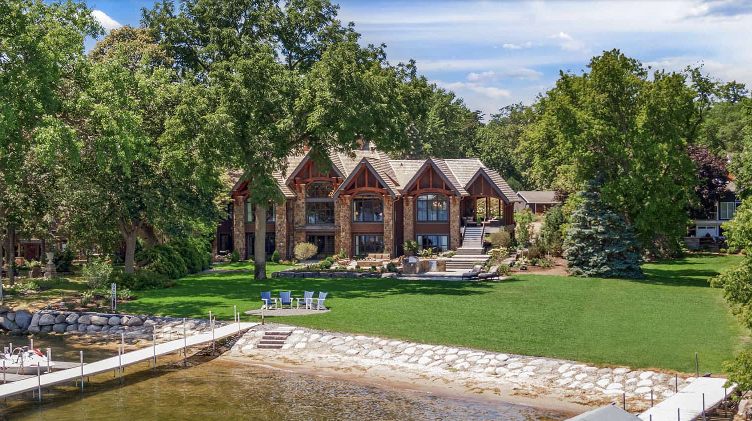rustic lake house exterior