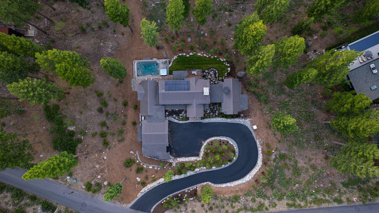 mountain home exterior aerial view