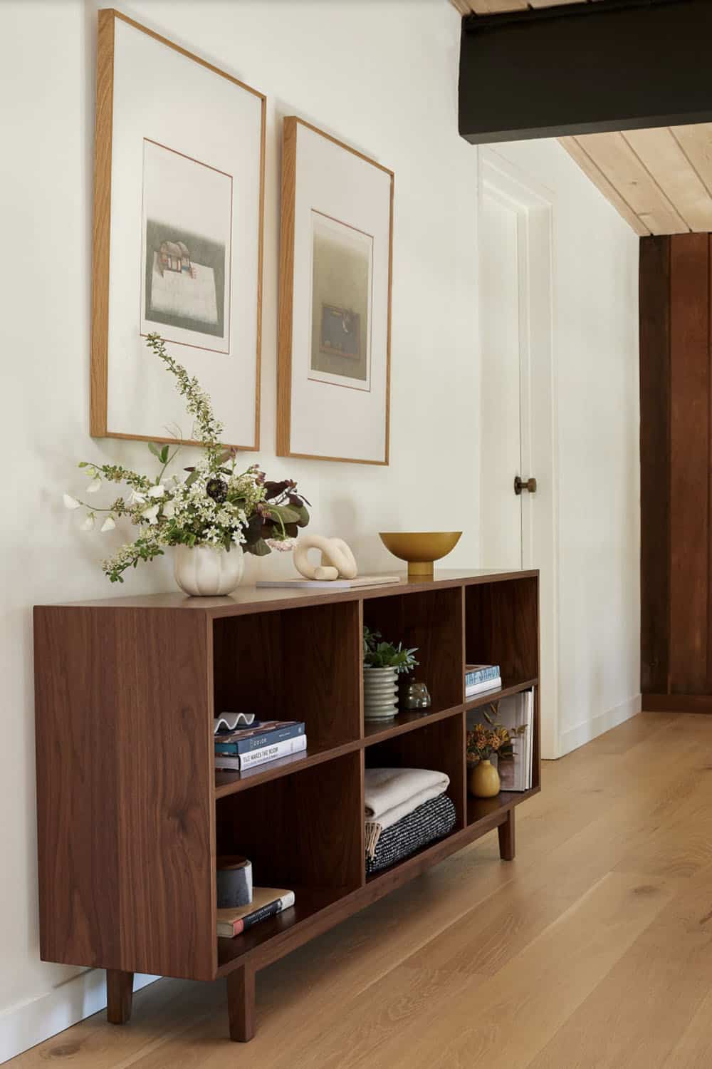Midcentury hall with a console table
