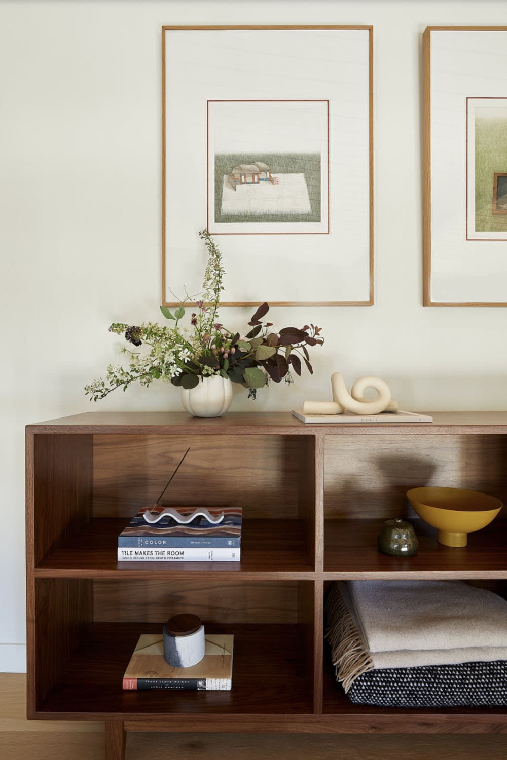 Midcentury hall with a console table