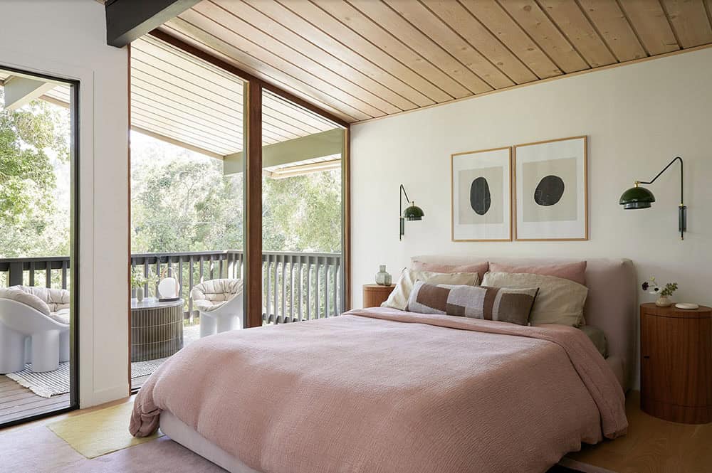 Midcentury Bedroom with a Large Window