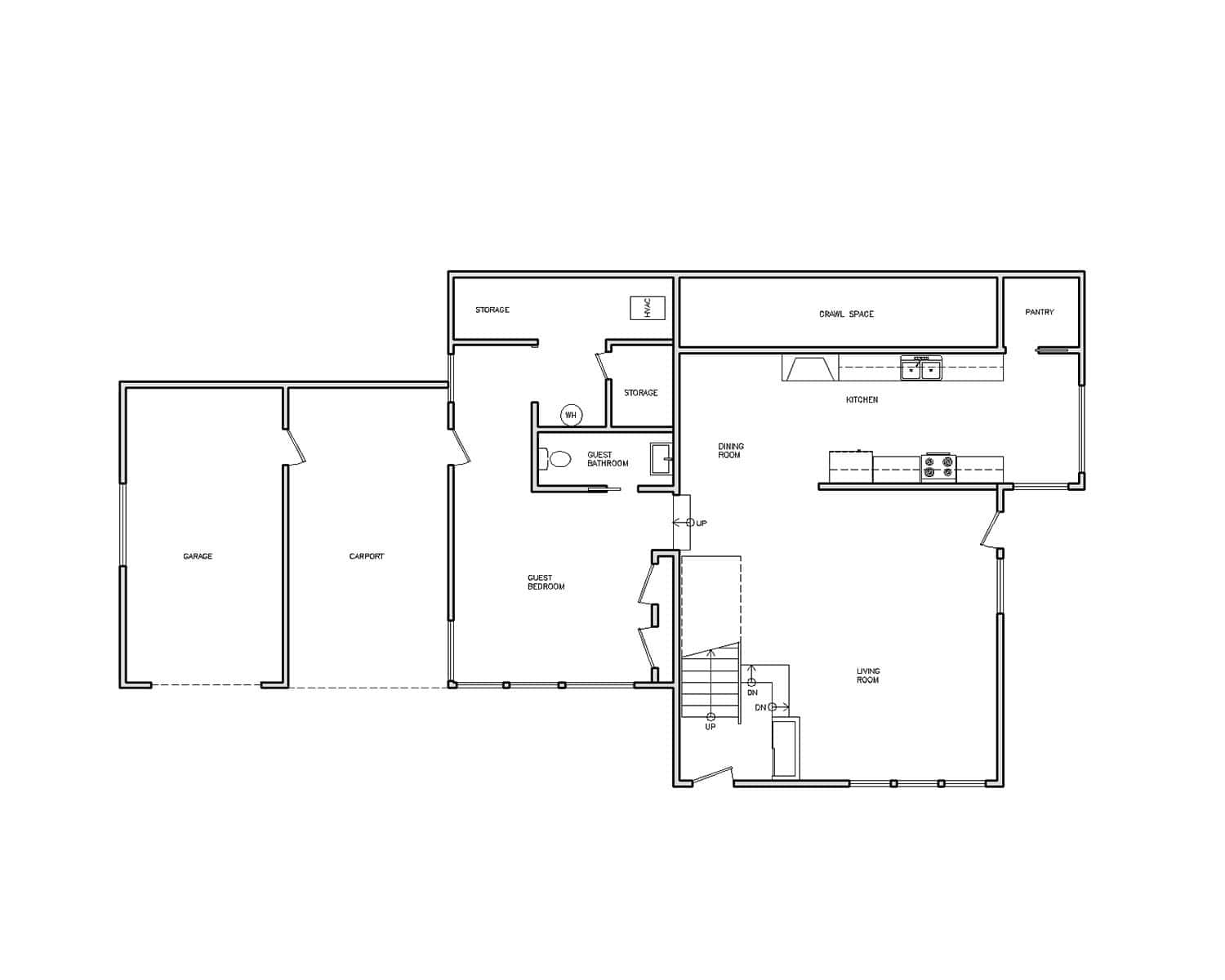 Midcentury Existing Floor Plan - Level One