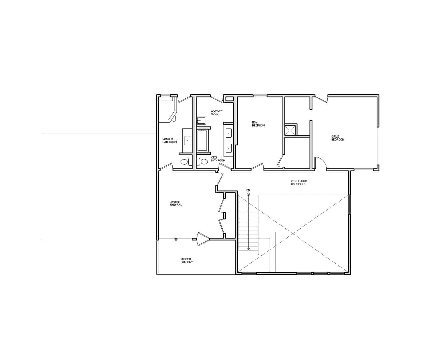Midcentury Existing Floor Plan - Level Two