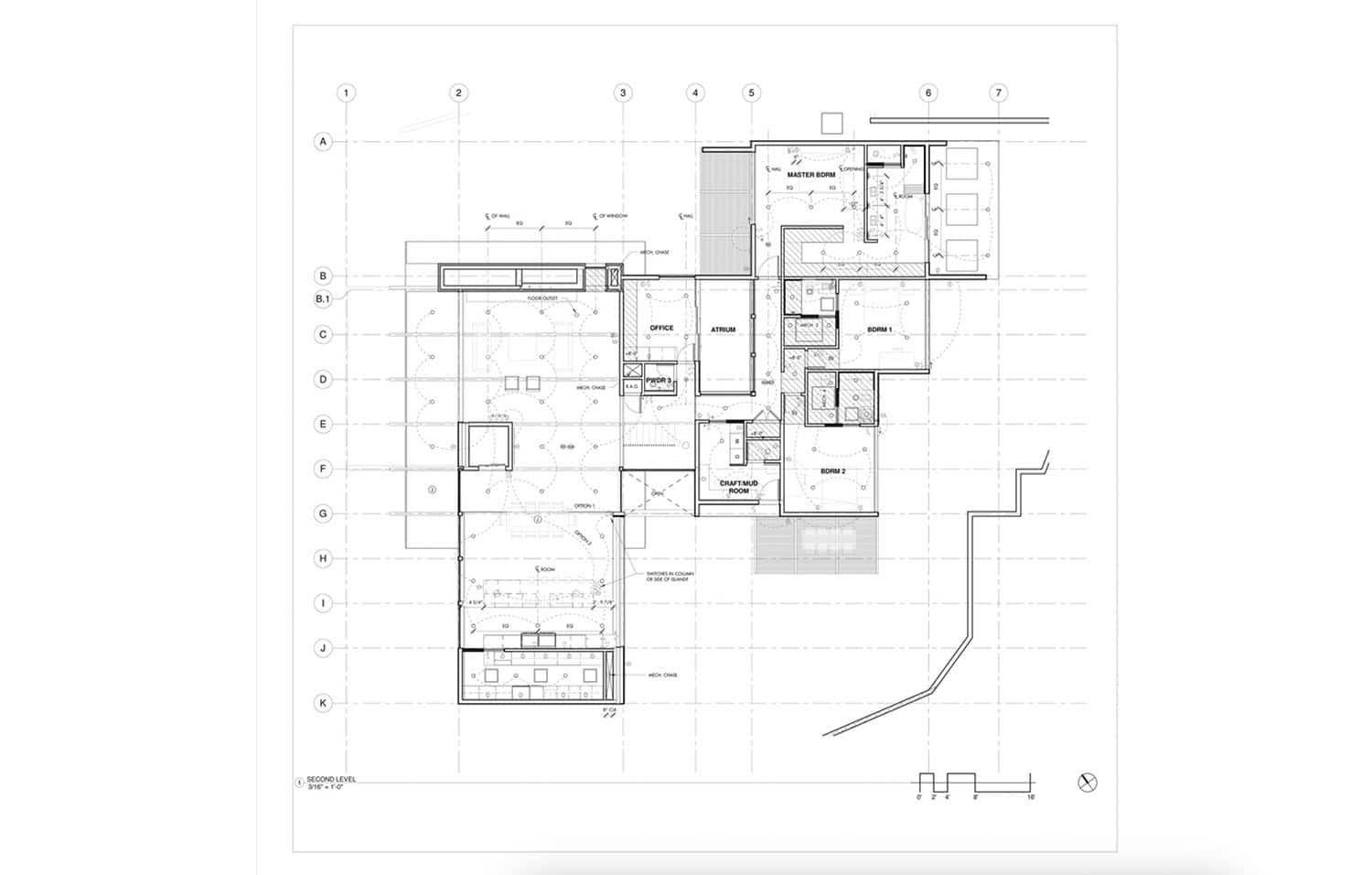 midcentury modern second floor plan