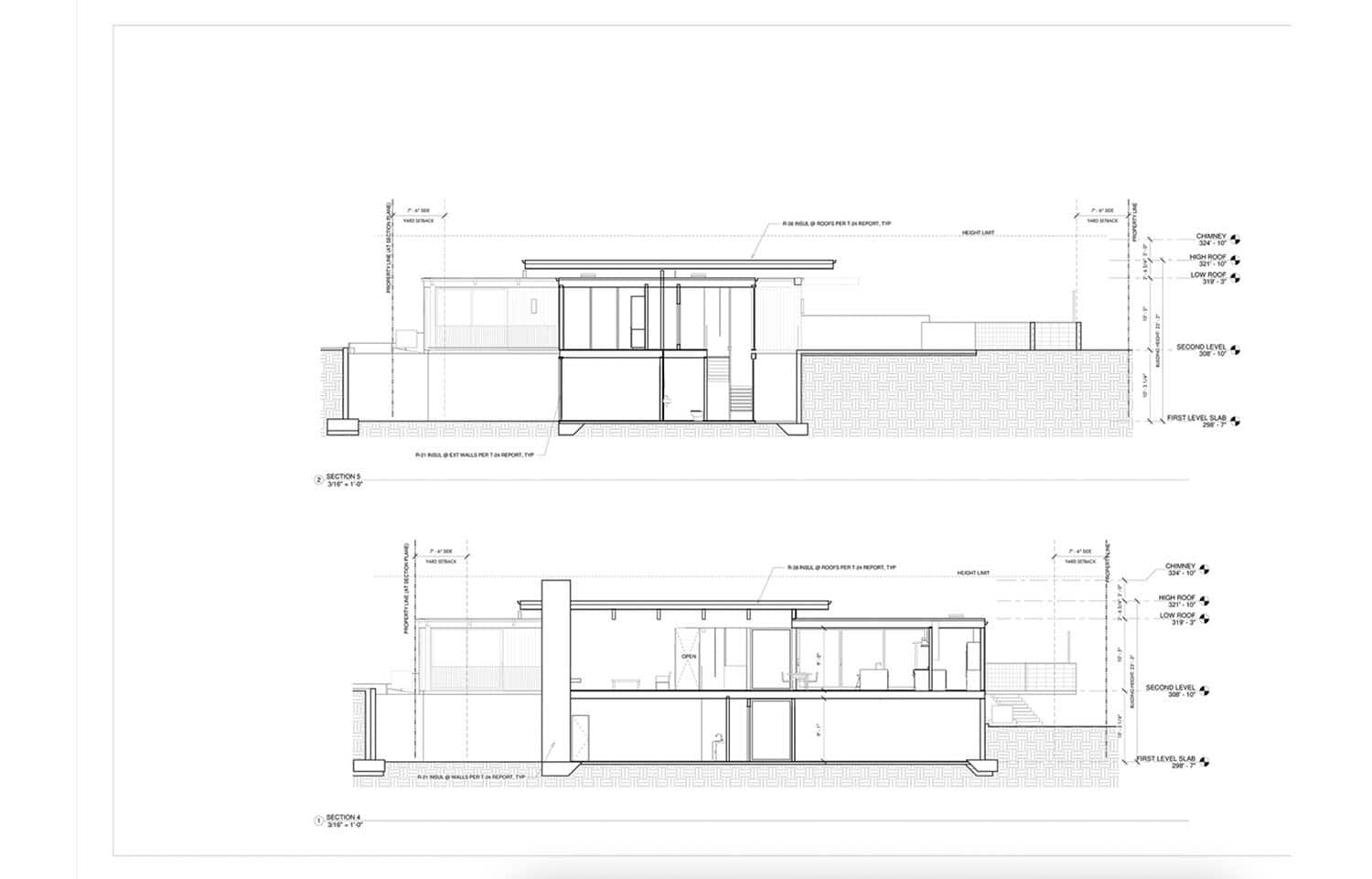 midcentury modern section plan