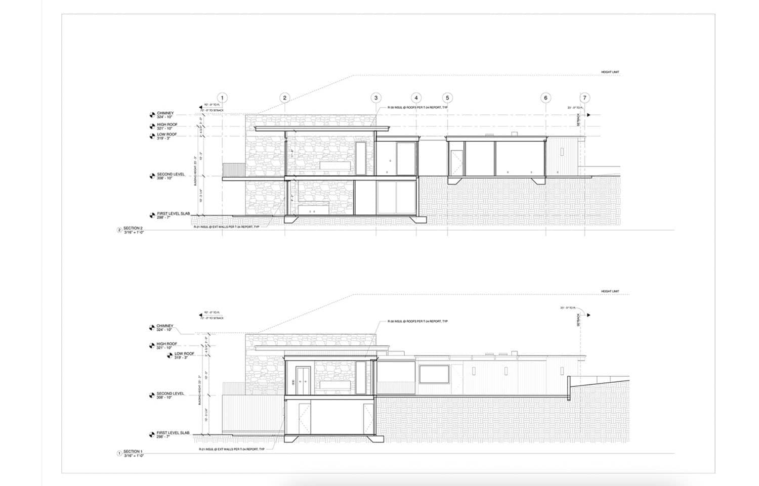 midcentury modern section plan