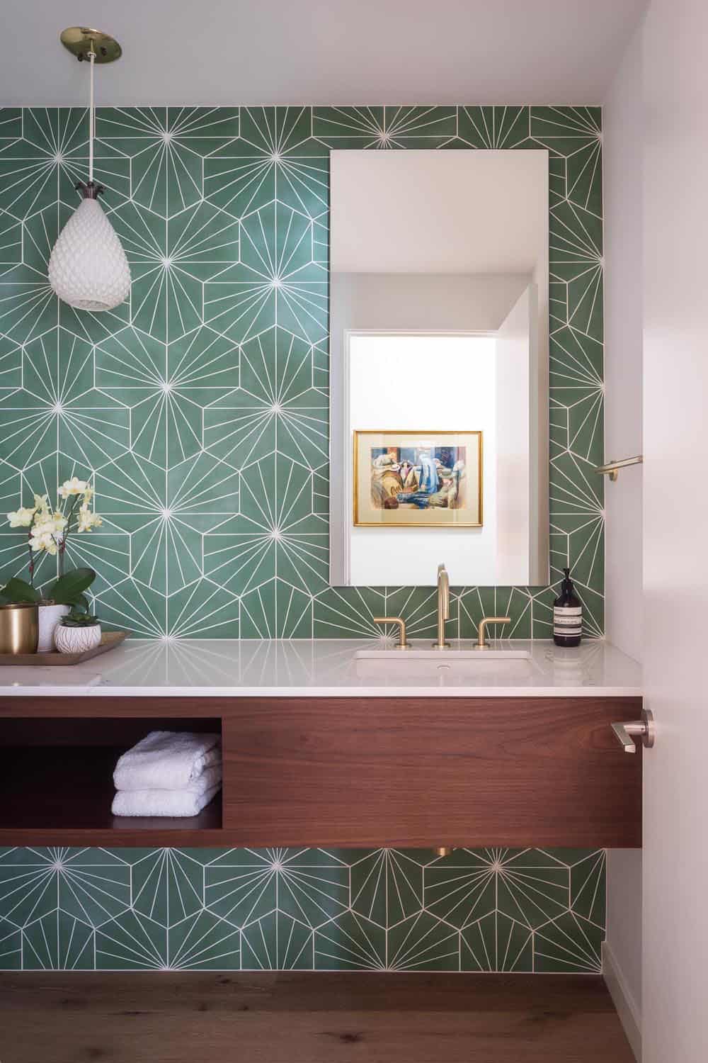 midcentury modern powder room
