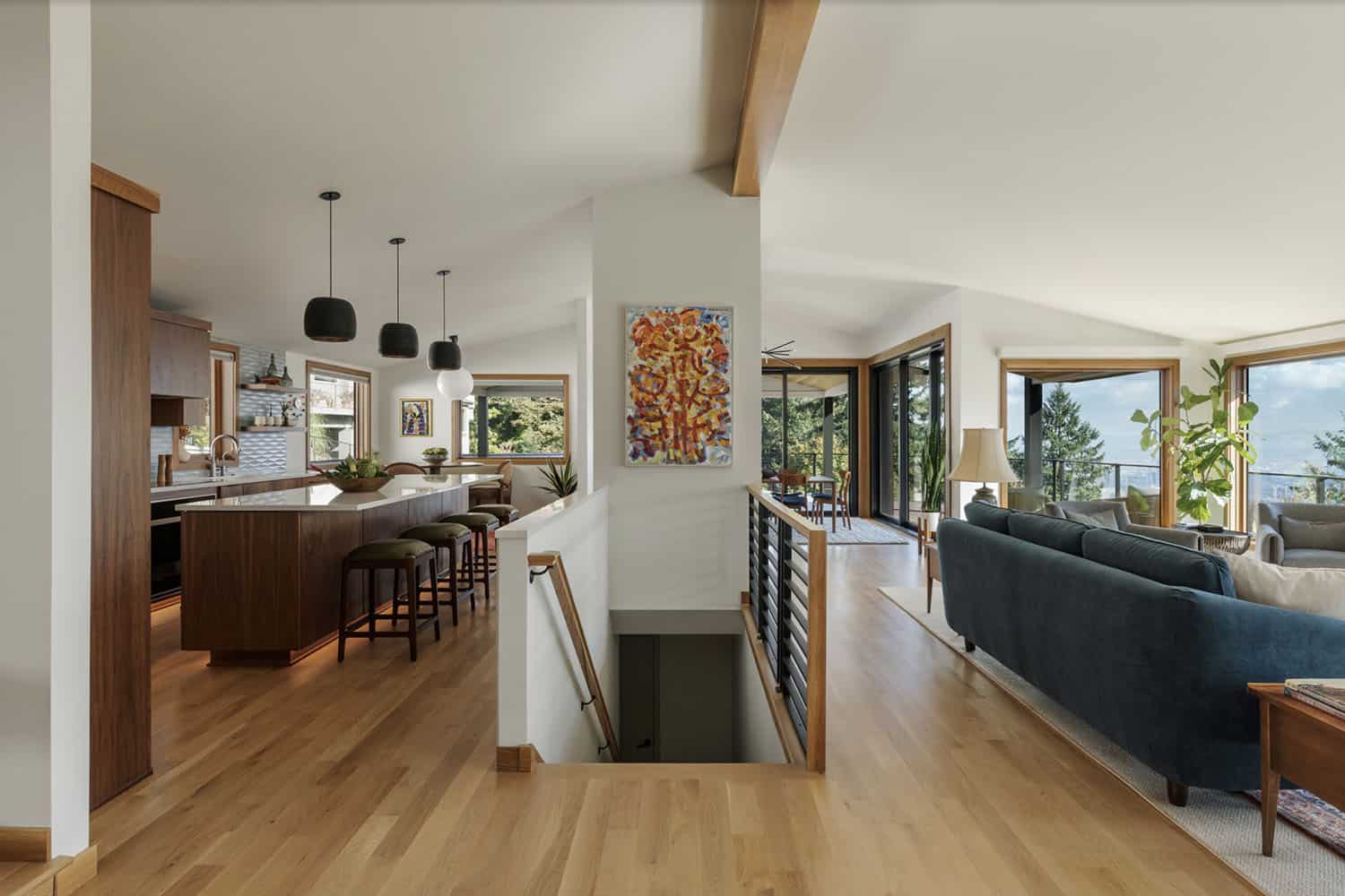 midcentury modern stairwell design