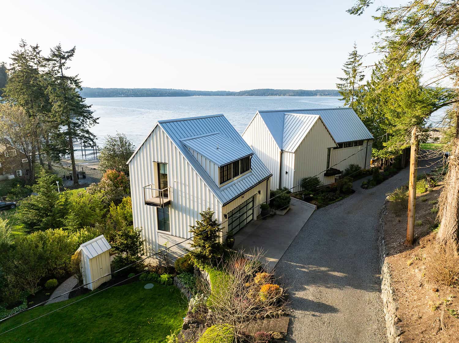 modern waterfront home exterior