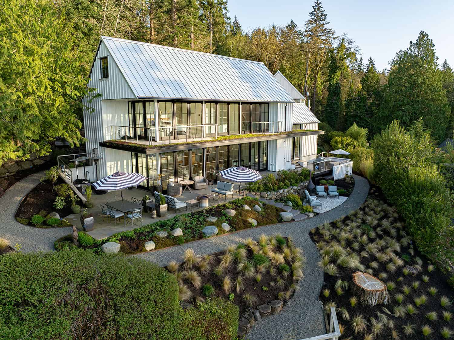 modern waterfront home exterior