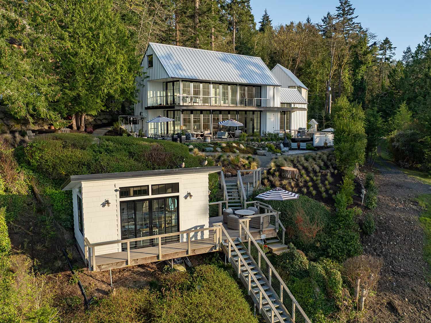modern waterfront home exterior