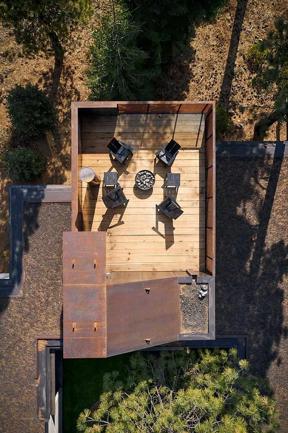 modern high desert home exterior overhead view