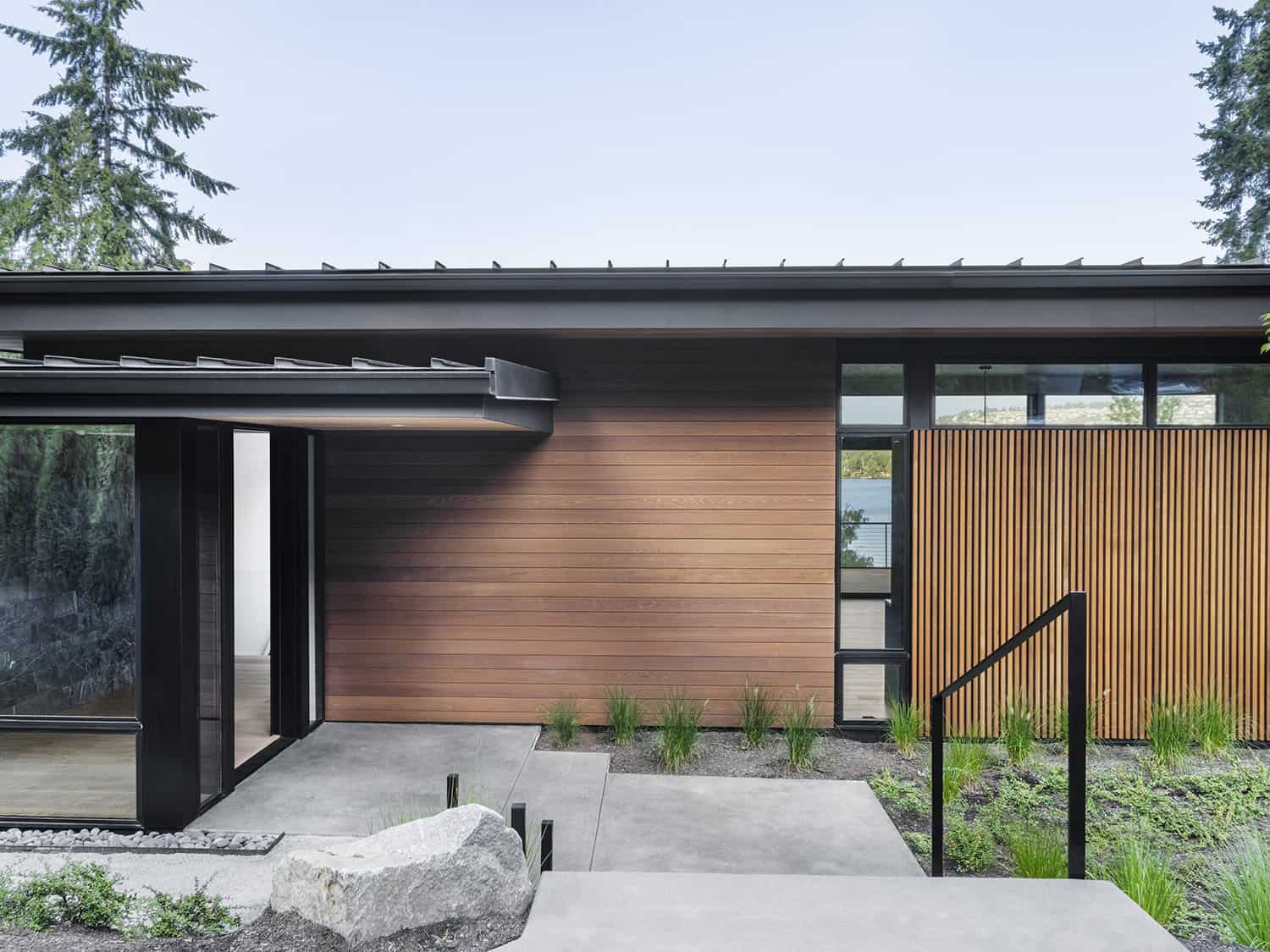 modern lake house exterior