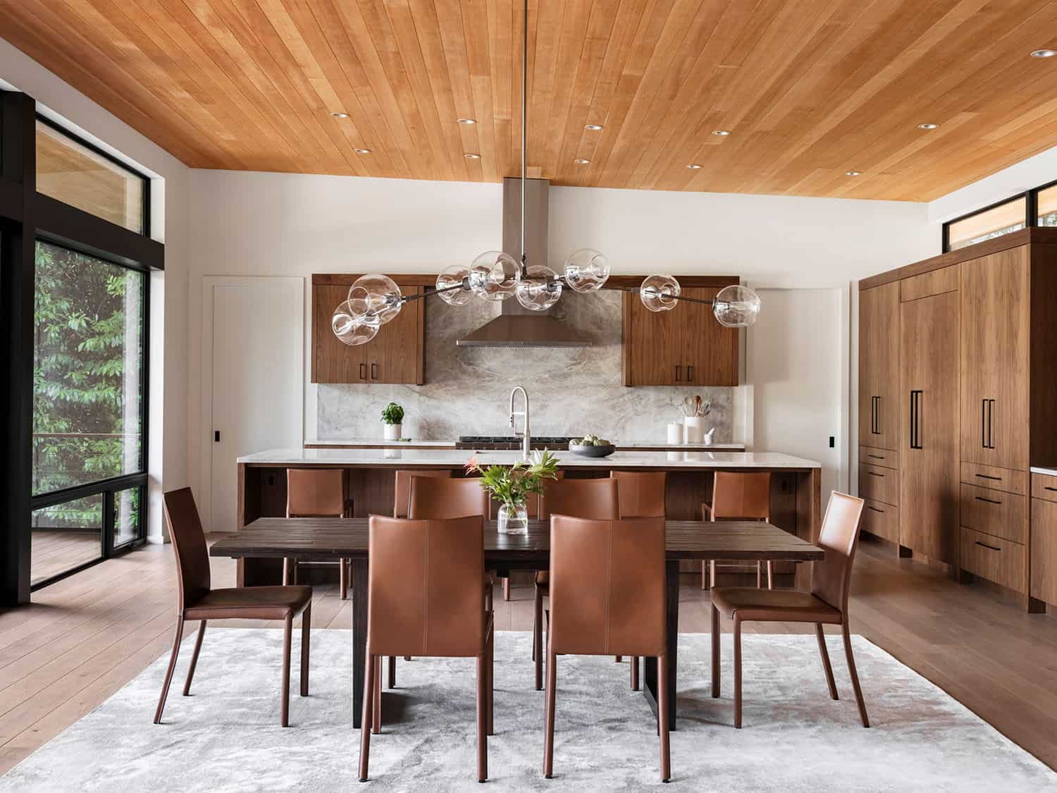 modern dining room and kitchen