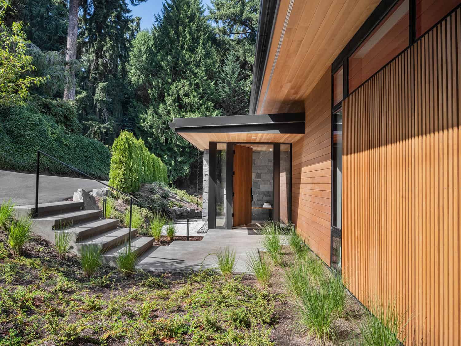 modern lake house exterior