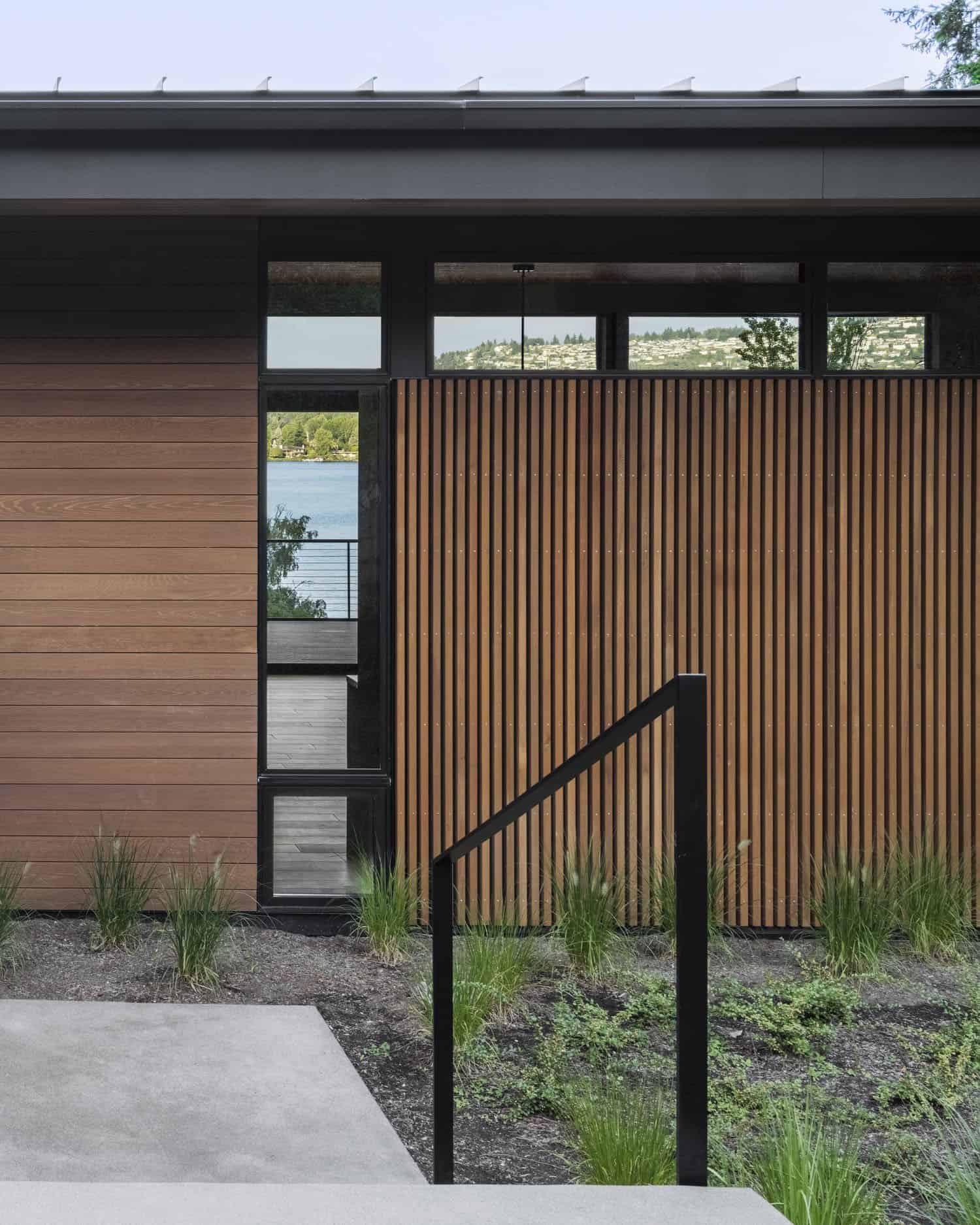 modern lake house exterior
