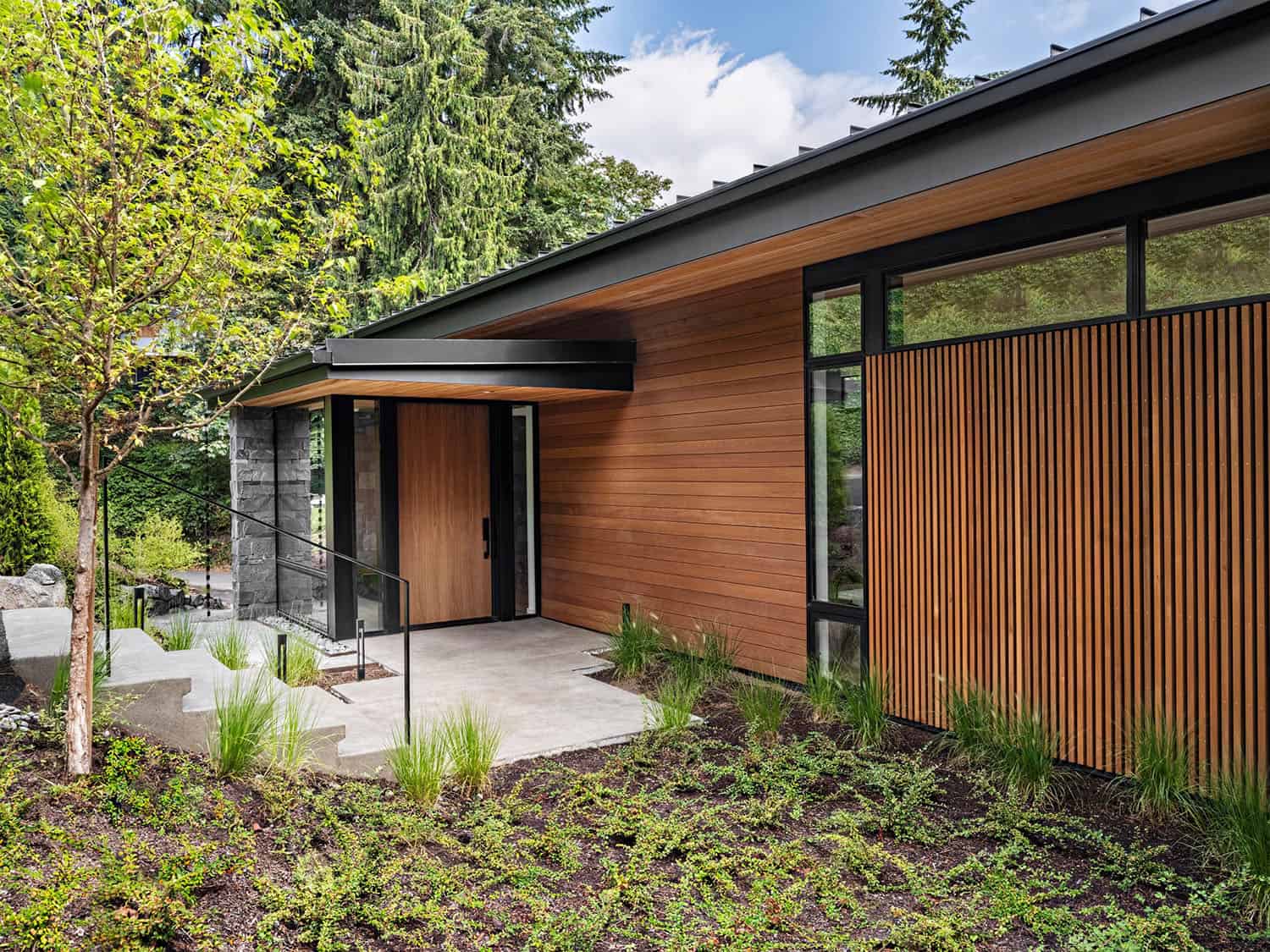 modern lake house exterior
