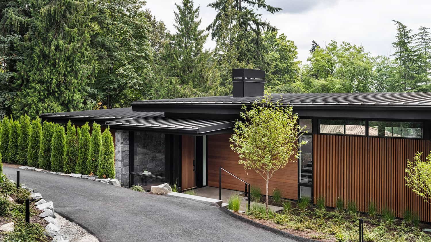 modern lake house exterior