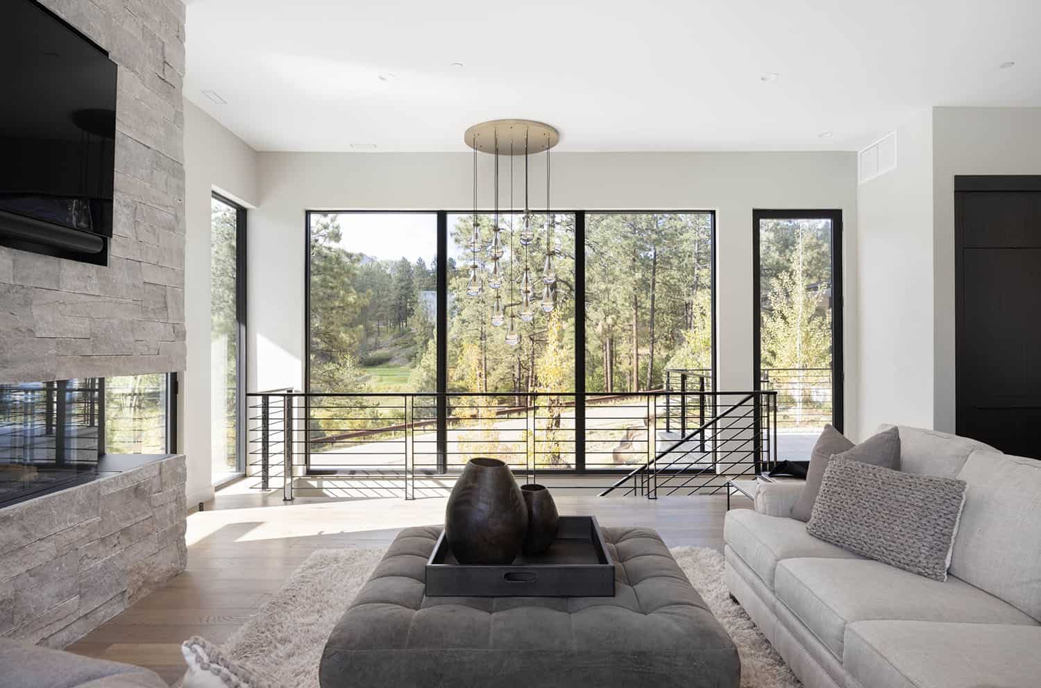 modern living room with large windows