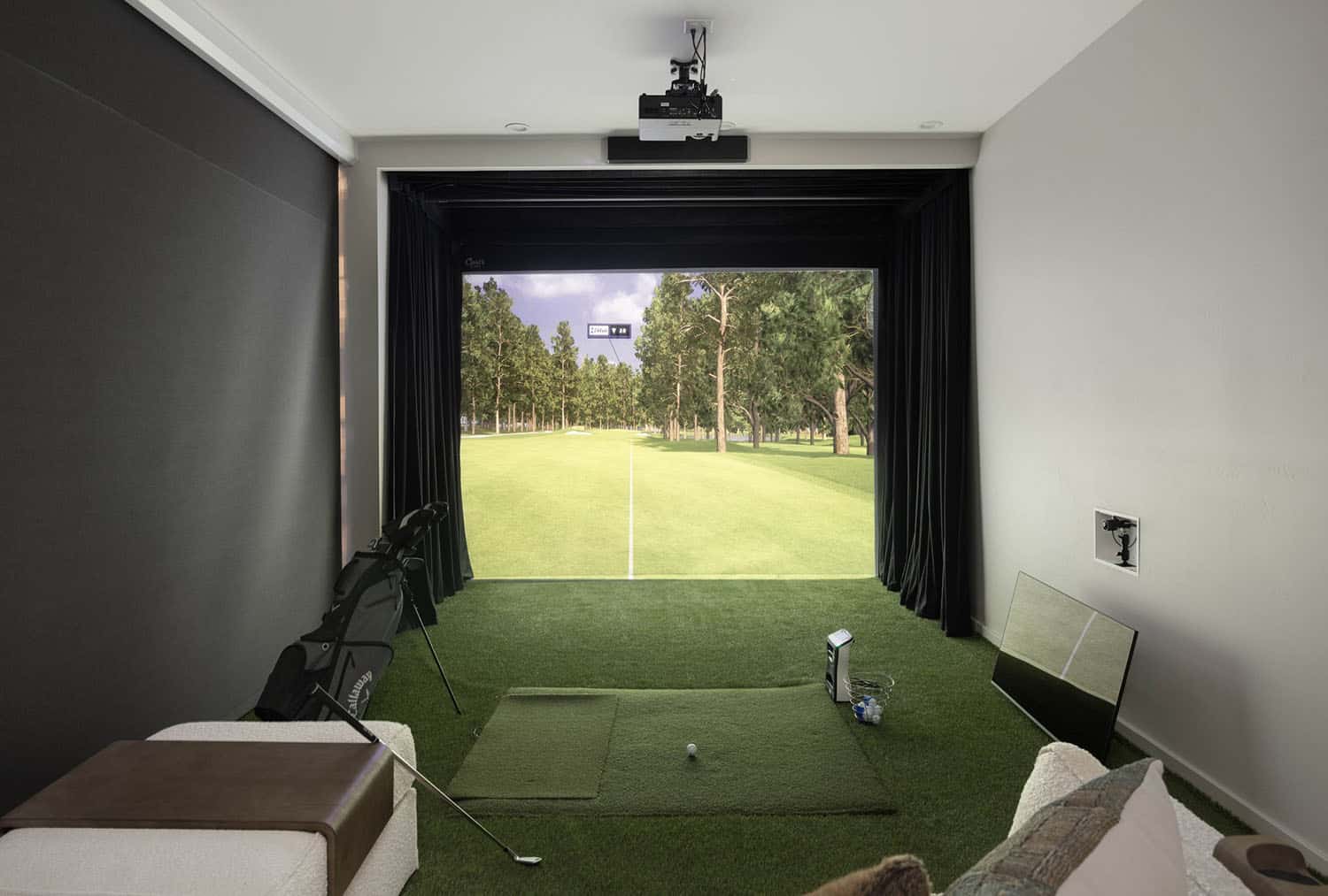 modern golf simulator room