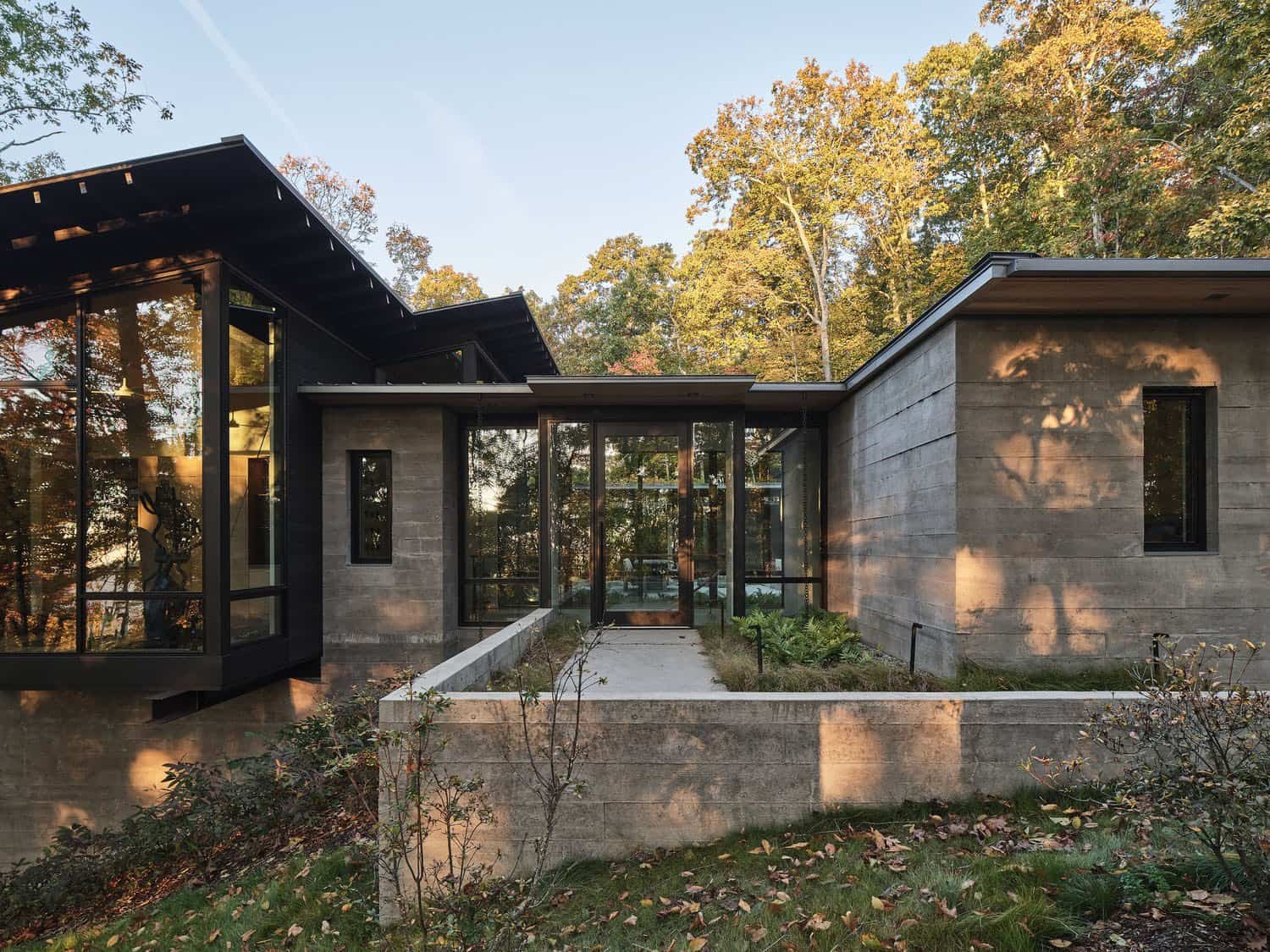 modern mountain house exterior entry