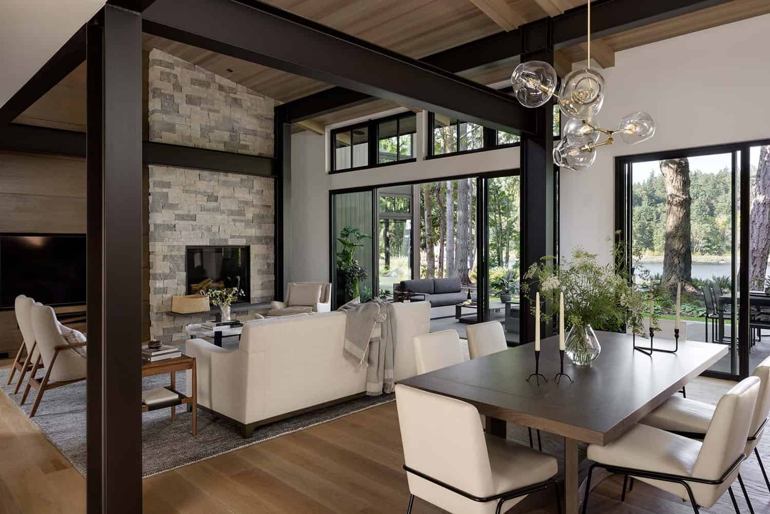 modern dining room looking towards the living room