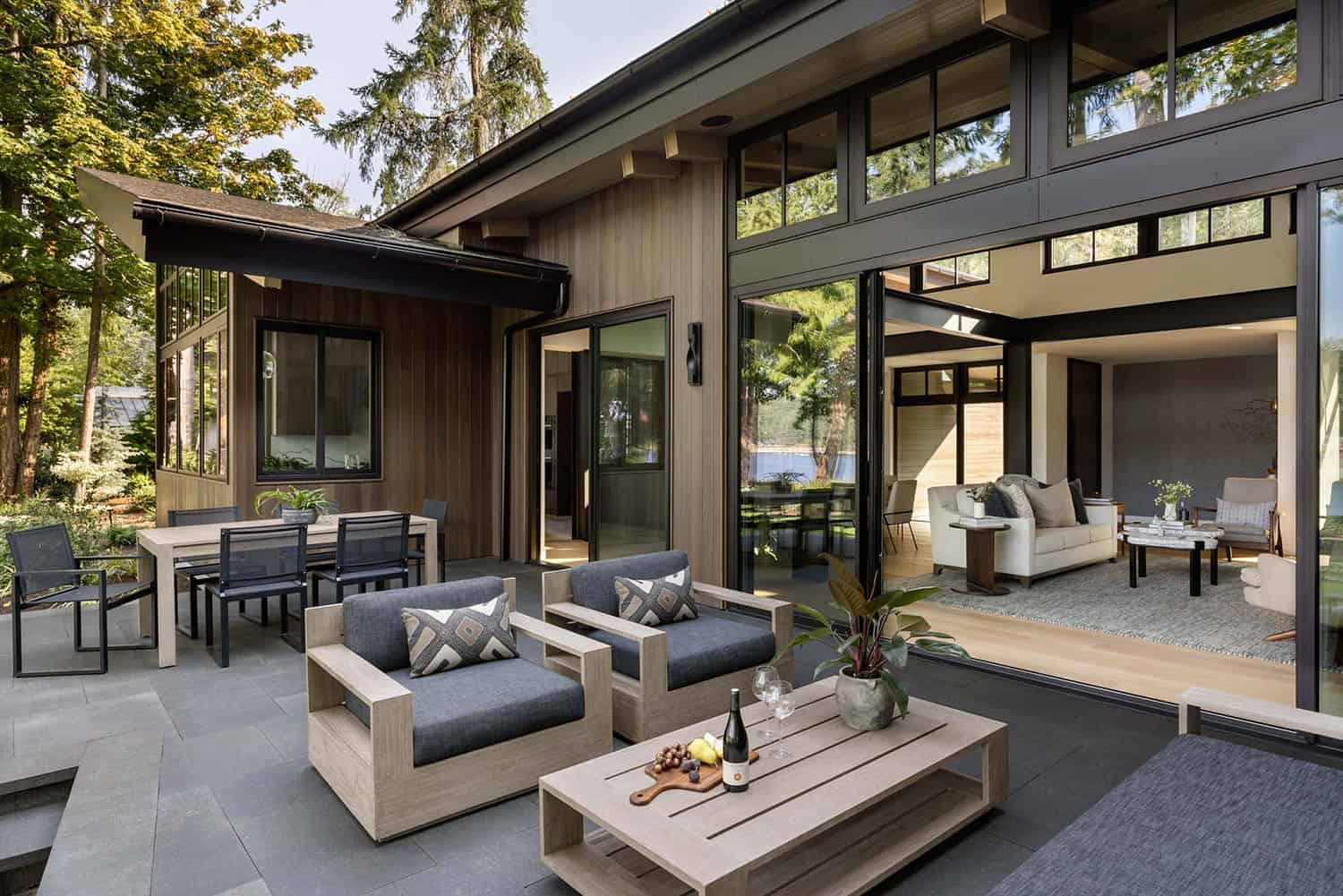 modern patio with outdoor furniture