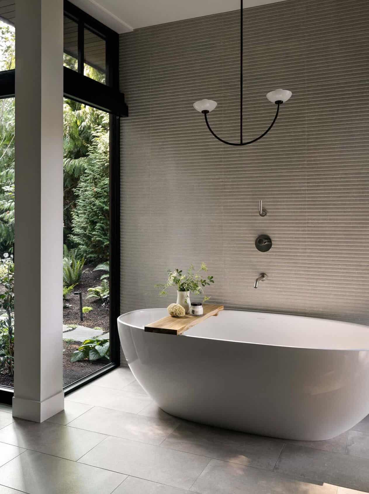 modenr bathroom with a freestanding tub