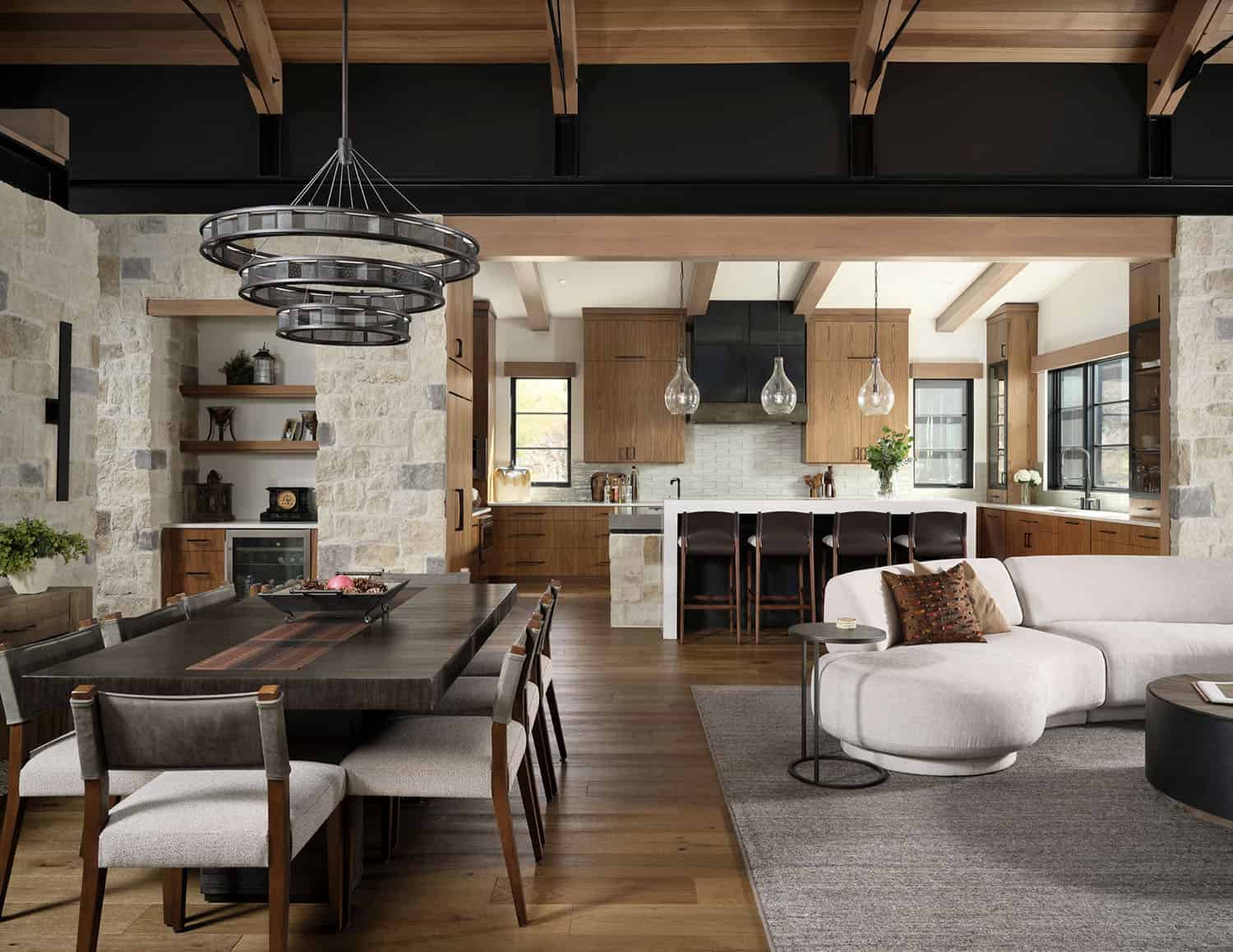 modern mountain style great room