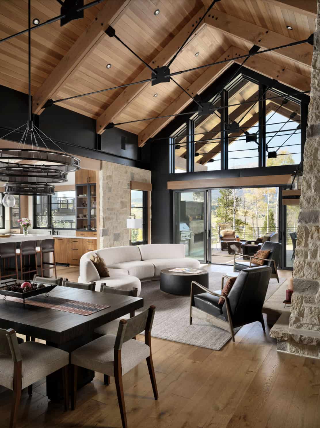 modern mountain style great room