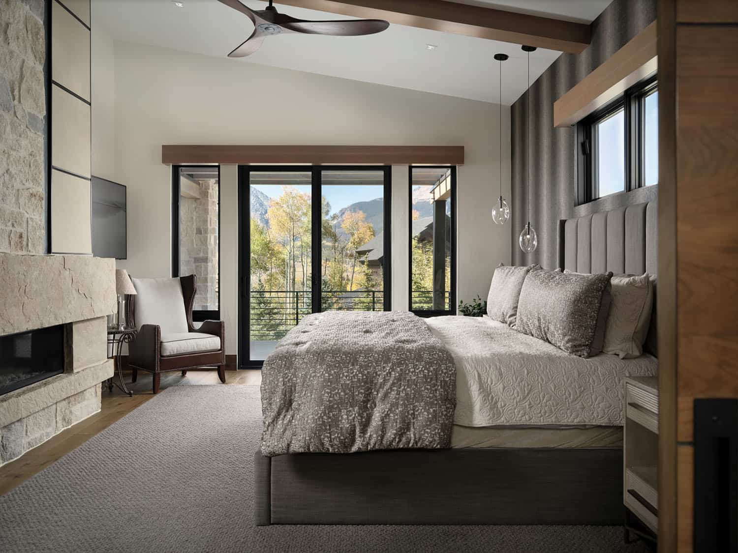 modern mountain style bedroom