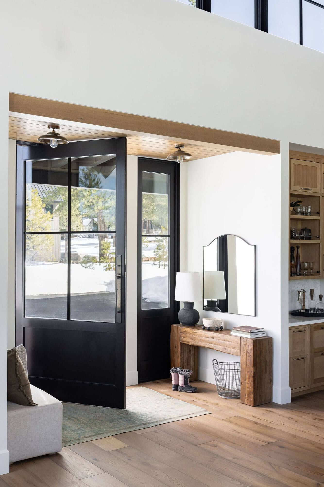 modern mountain house entry