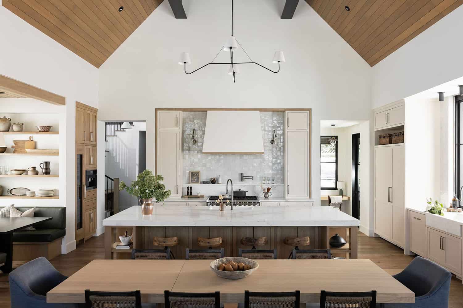 modern farmhouse style dining room and kitchen