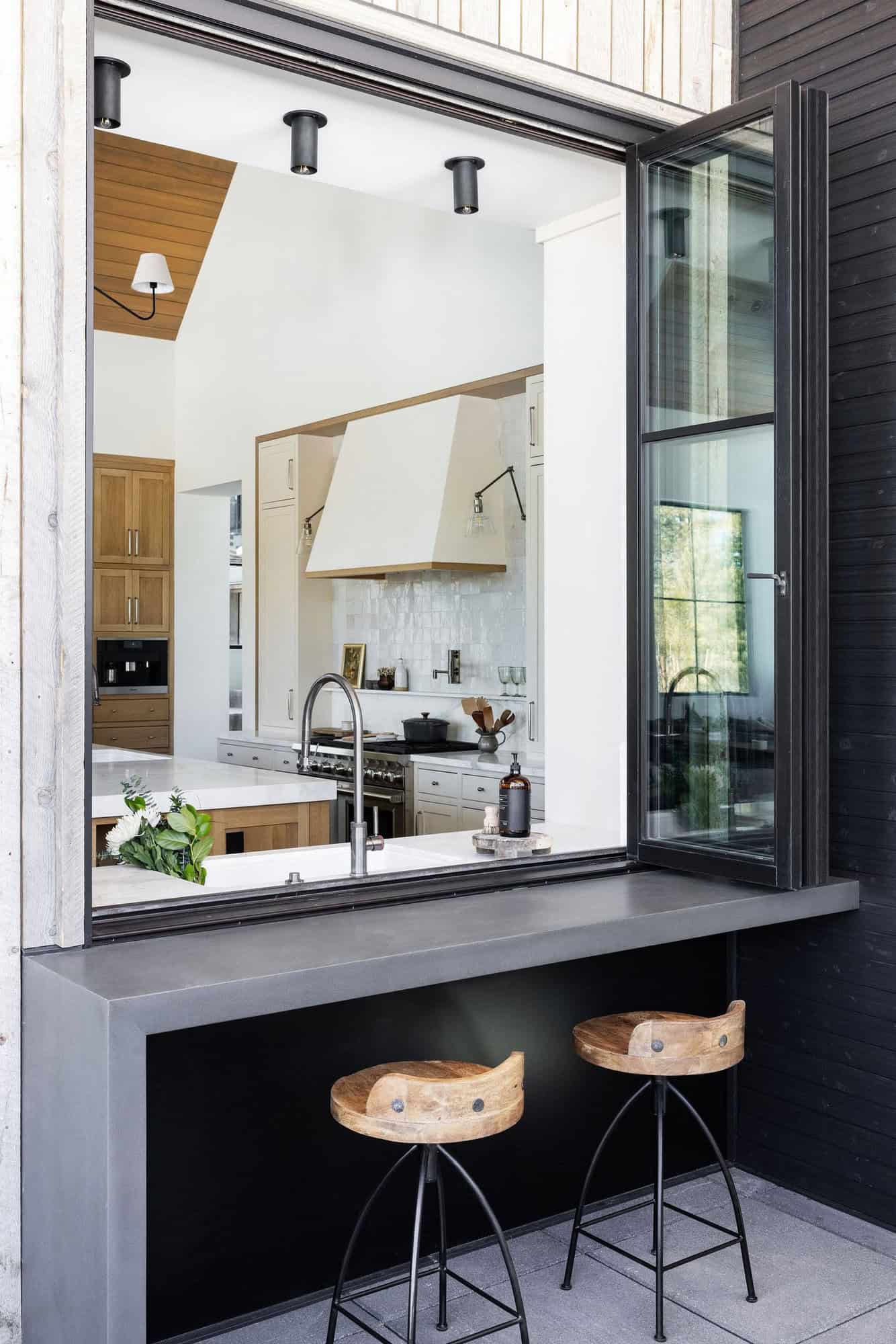 modern farmhouse style pass-through bar