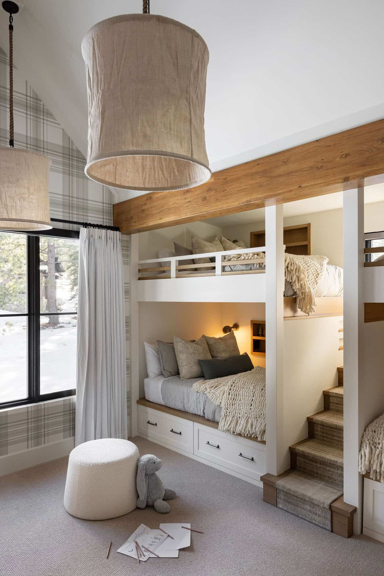 modern farmhouse style bunk bedroom